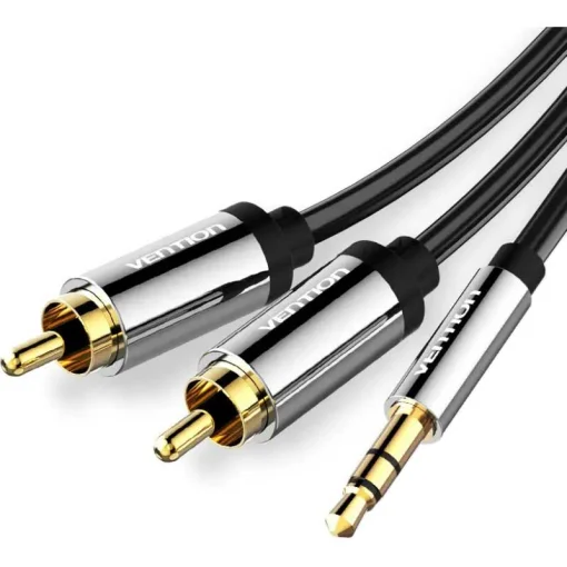 Кабель VENTION mini-jack 3.5 mm (M) - 2RCA (M) 0.5м Black (BCFBD)