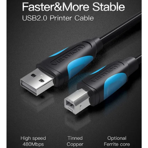 Кабель VENTION USB-A 2.0/USB-B (M/M) Print Cable 2м Black (VAS-A16-B200)