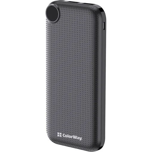 Повербанк COLORWAY Slim LCD 10000mAh Black (CW-PB100LPH2BK-D)