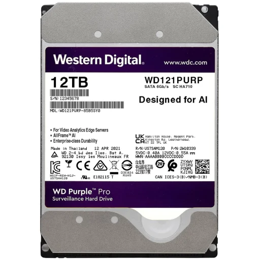 Жесткий диск 3.5" WD Purple Pro 12TB SATA/256MB (WD121PURP)